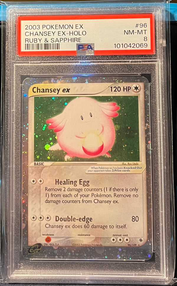 Pokémon 2003 EX Ruby & Sapphire Chansey EX 96/109 PSA 8