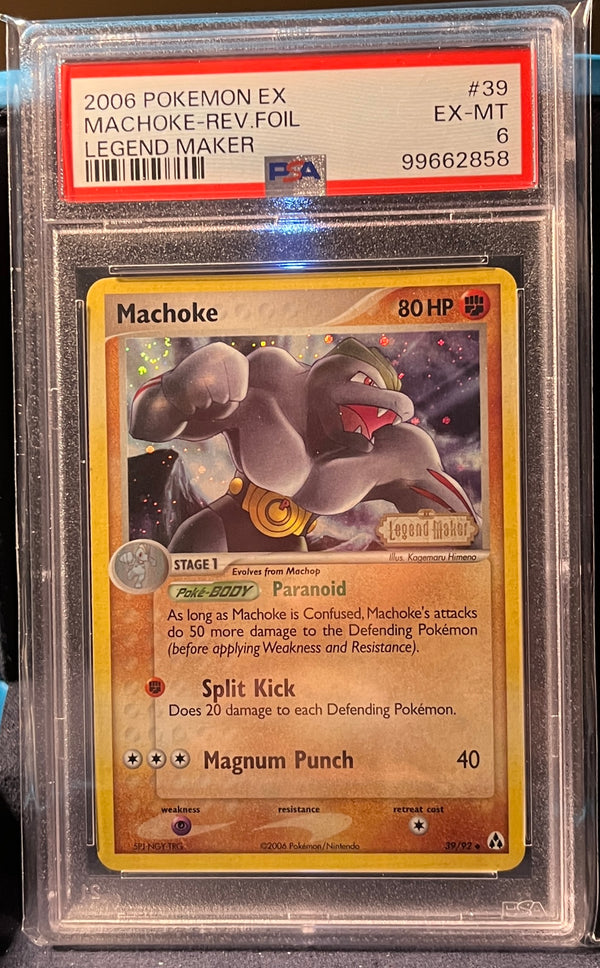 PSA 6 EX-MT Machoke 39/92 EX Legend Maker Stamped Holo Pokémon 2006 SWIRL POP 2