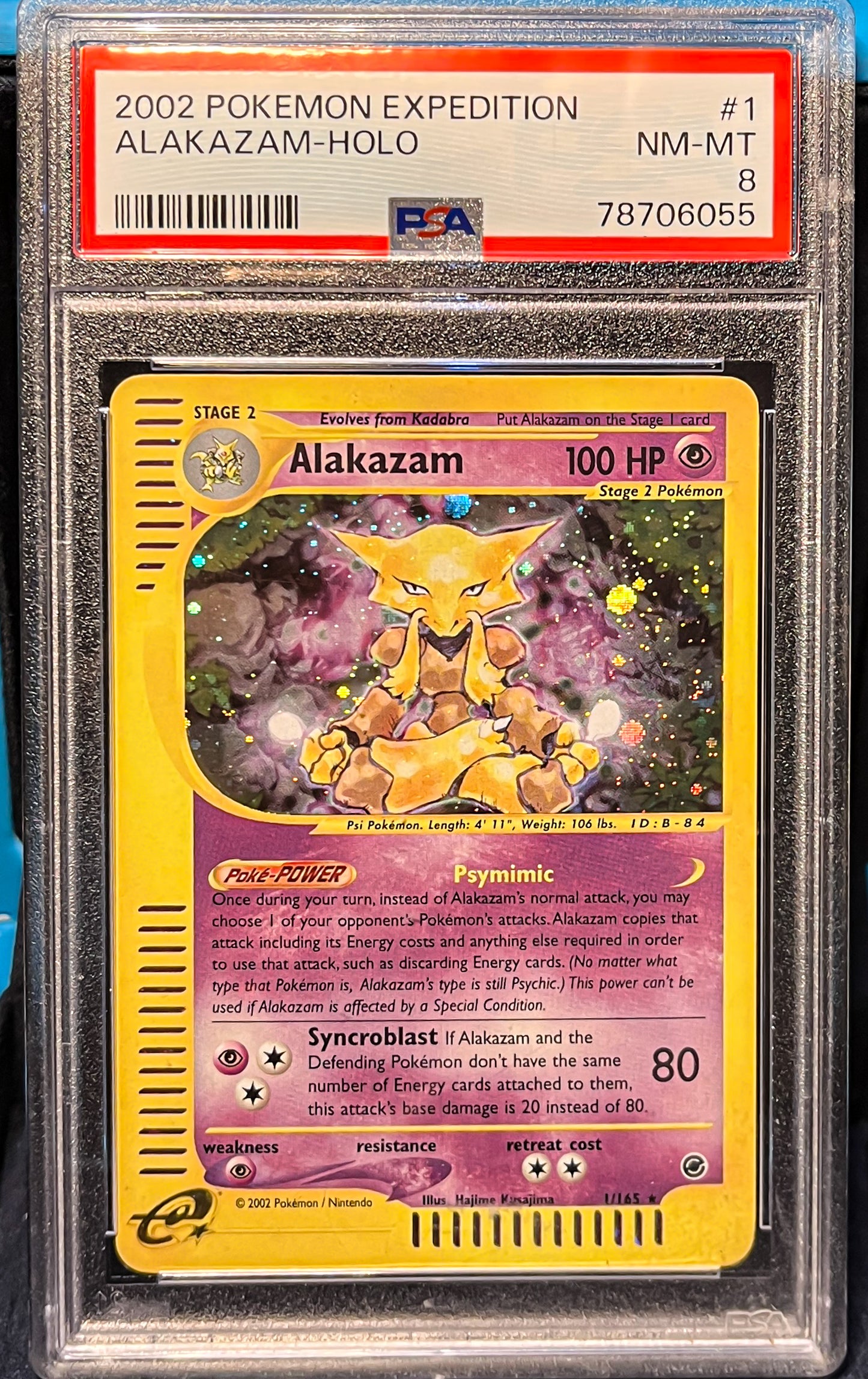 Pokemon PSA 8 Alakazam #1 Holo Expedition 2002 English NM-MT