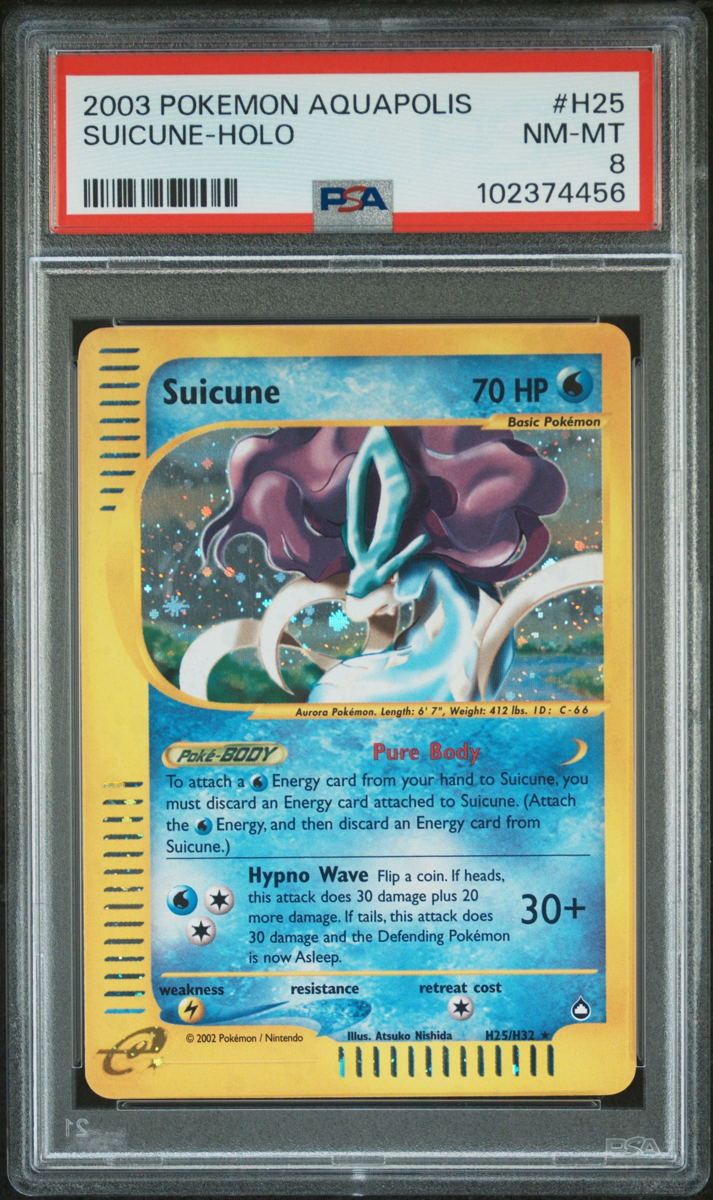 SUICUNE H25/H32 PSA 8 2003 AQUAPOLIS E READER HOLO POKEMON CARD ENGLISH