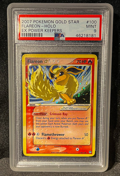 2007 Pokémon Gold Star EX Power Keepers Flareon Holo #100 - PSA 9