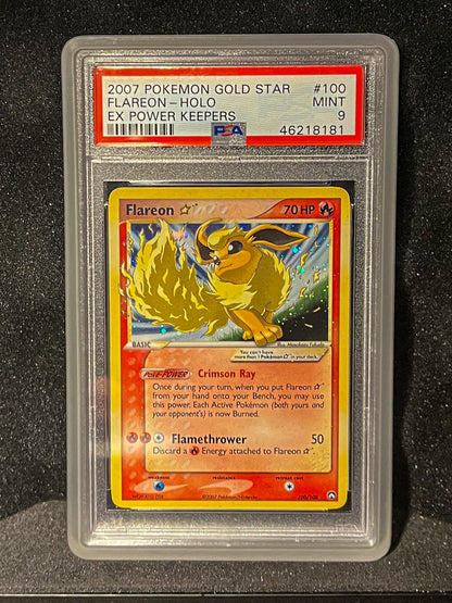 2007 Pokémon Gold Star EX Power Keepers Flareon Holo #100 - PSA 9