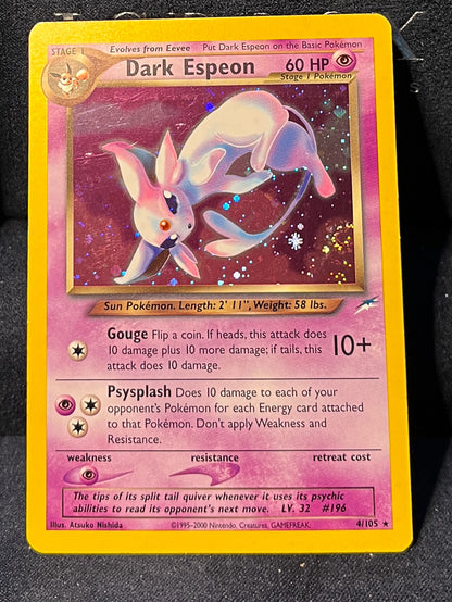 Pokemon Dark Espeon 4/105, Neo Destiny, Holo Rare Swirl 🌀 *Excellent Condition*