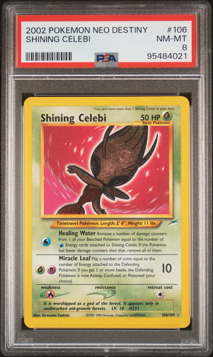 Pokemon TCG -  Shining Celebi 106/105 - Holo Neo Destiny PSA 8 NM-MINT