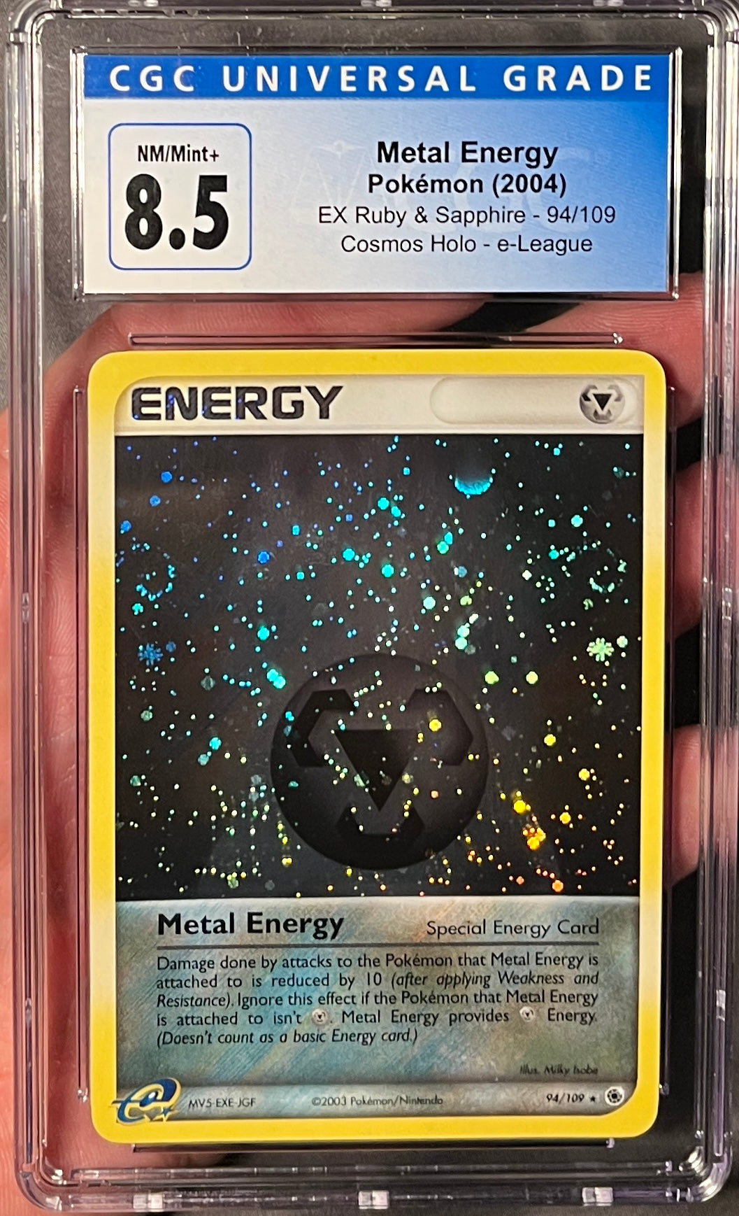 Pokemon EX Ruby Metal Energy Cosmos Holo e-League 94/109 CGC 8.5 *SWIRLS*