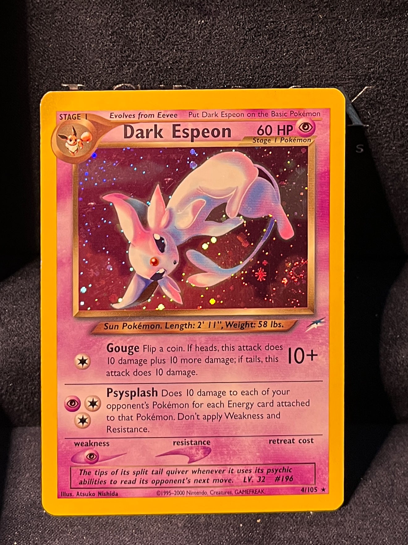 Pokemon Dark Espeon 4/105, Neo Destiny, Holo Rare Swirl 🌀 *Excellent Condition*