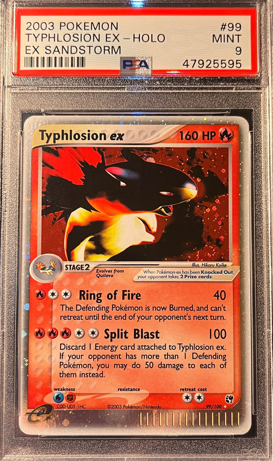 2003 Pokemon EX Sandstorm Typhlosion EX Holo 99/100 PSA 9 Mint #99 SWIRL