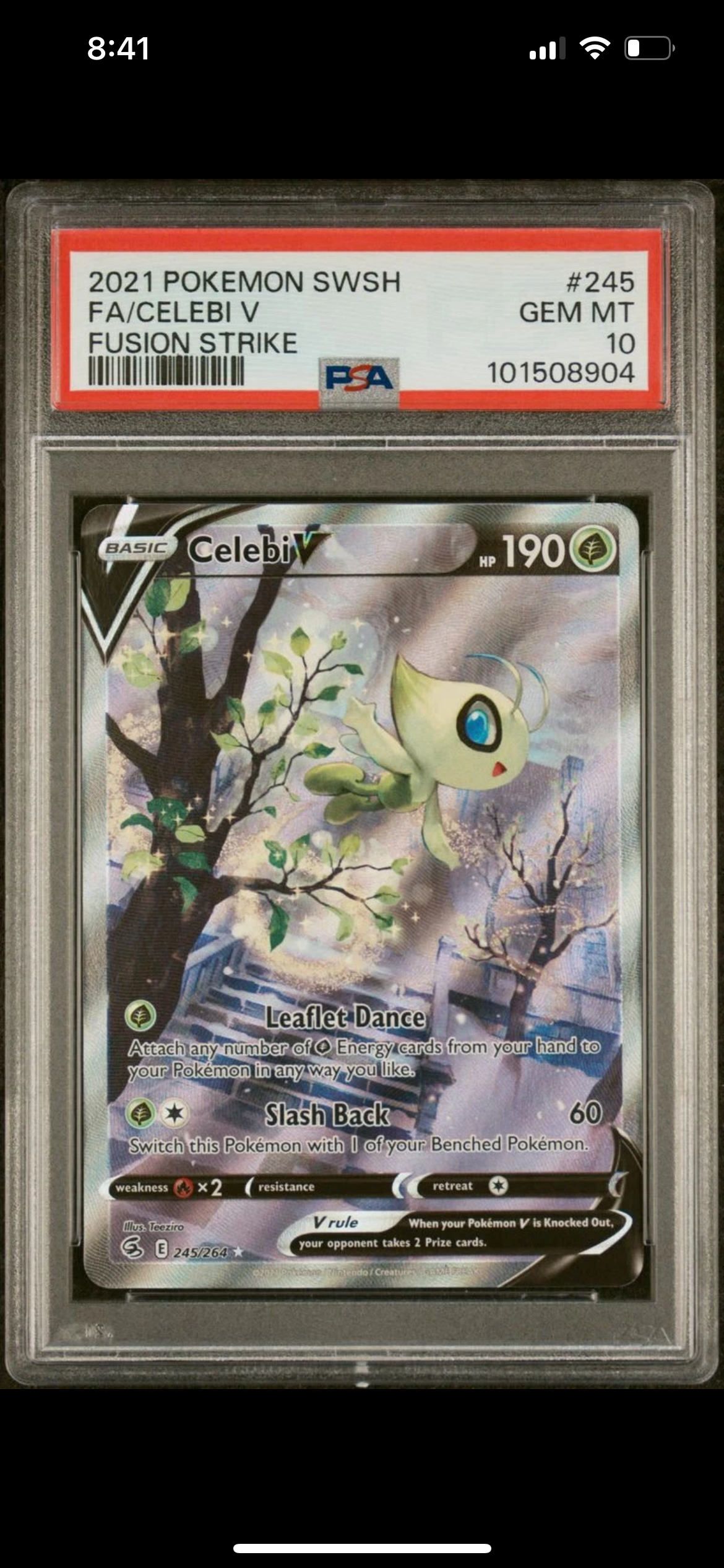 PSA 10 GEM MINT Celebi V 245/264 - Fusion Strike Pokemon TCG Alt Art